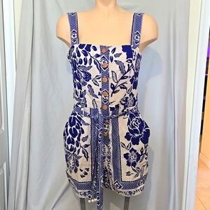 Rachel Zoe Navy and Cream Floral Romper